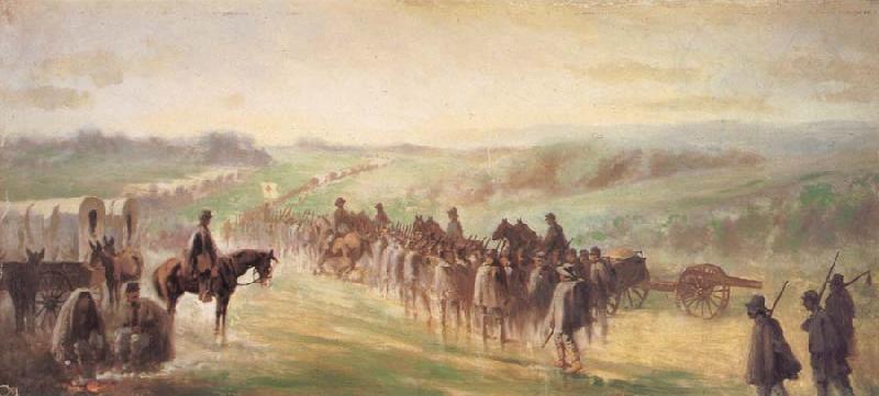 Forbes, Edwin Marching in the Rain After Gettysburg oil painting picture